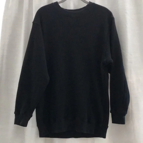 oversized waffle knit long sleeve in black - Picture 1 of 5